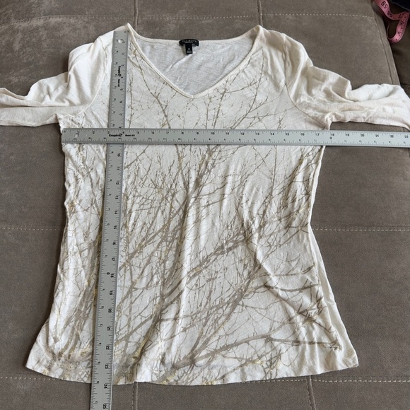 Talbots Ivory V-Neck Blouse with Branch Design - Picture 6 of 7